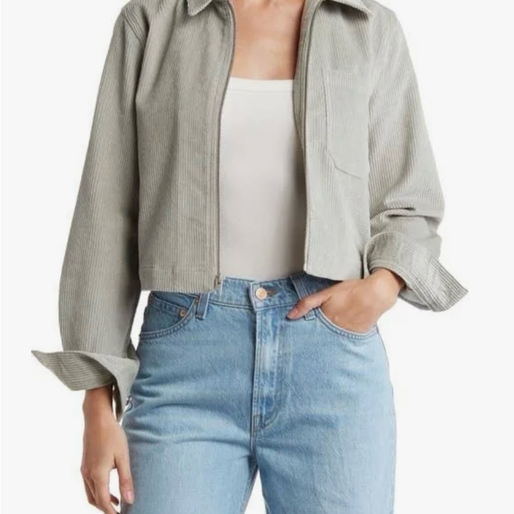 Industry Crop Light Green Corduroy Jacket